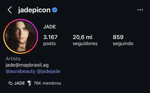 Perfil de Jade Picon no Instagram