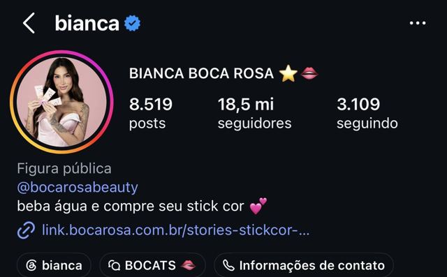 Perfil de Bianca Andrade no Instagram
